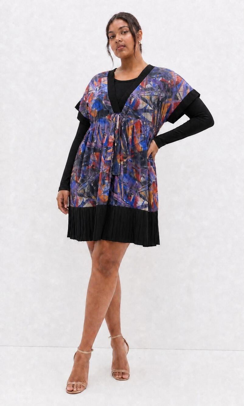 La Mouette 2 Piece Dress Set Funky Mesh Overdress and Lining Women's Size 2X 3X